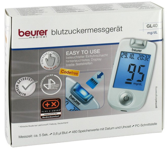 BEURER GL40 Blutzuckermessgerät mg/dl codefree BEURER GL40 Blutzuckermessgerät mg/dl codefree